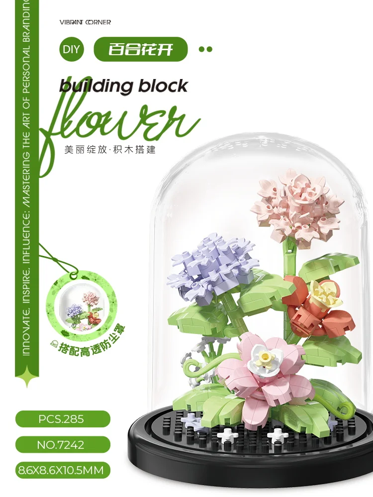 Eternal Bouquet Building Blocks Flower Model Creative Home Desk Plant Decoration Assemble Bricks Educational Toy Girl Kids Gifts