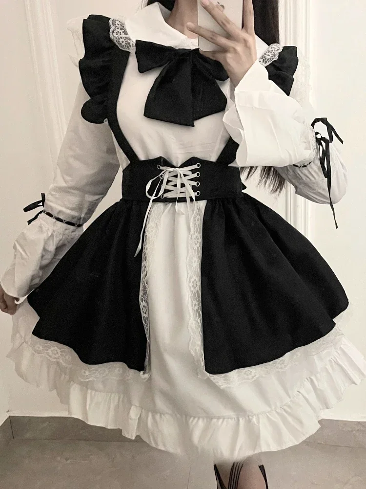 Vrouwen Meid Outfit Lolita Cosplay Schattige Sexy Erotische Kawaii Cafe Kostuum Zwart Wit Mannen Uniform Schort Jurk Schattige Strik Mucama