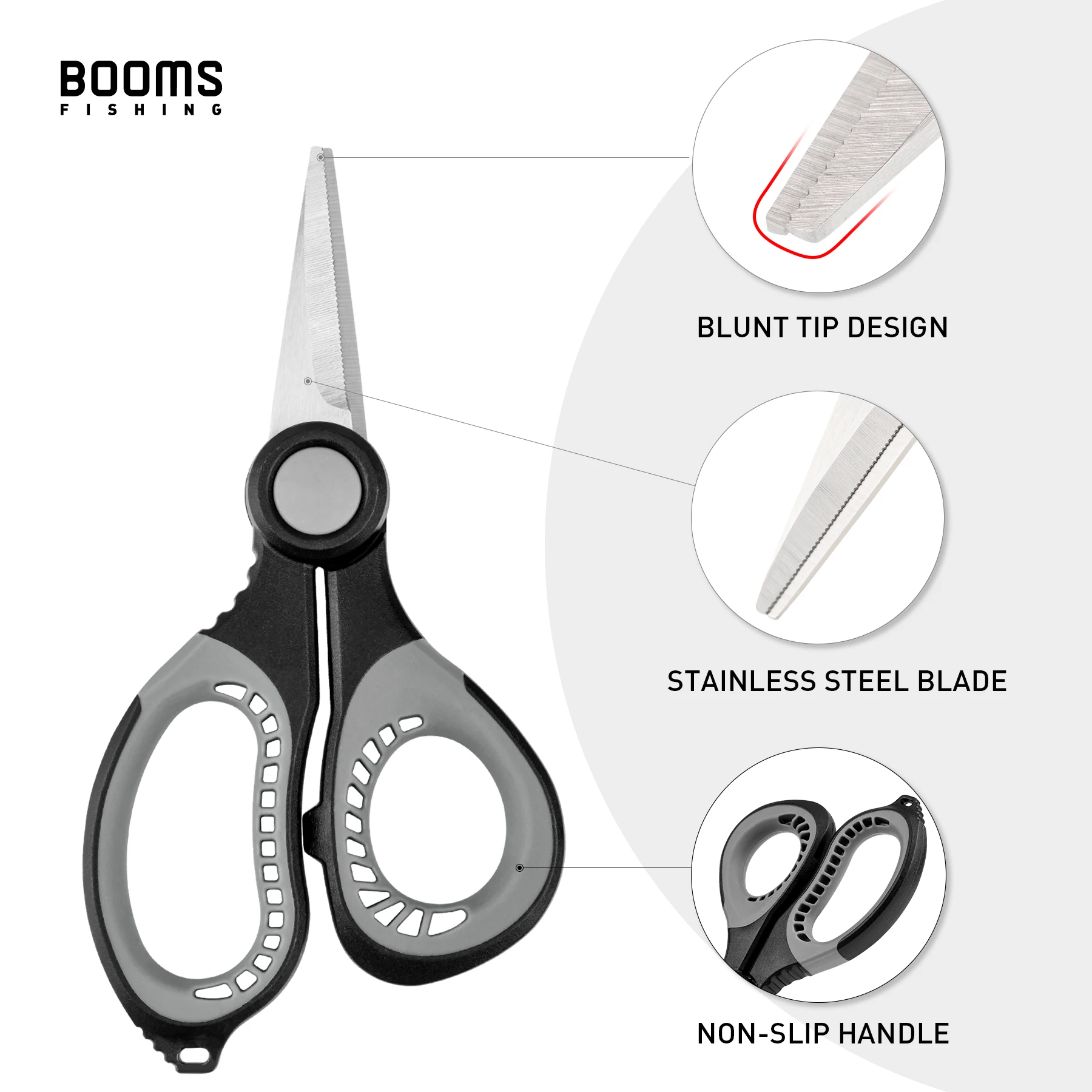 Booms Fishing S06 Braid Line Scissors Stainless Steel Anti-Slip Handle with Sheath Sharp Wire Cutter Sea Fishing Pliers Tools