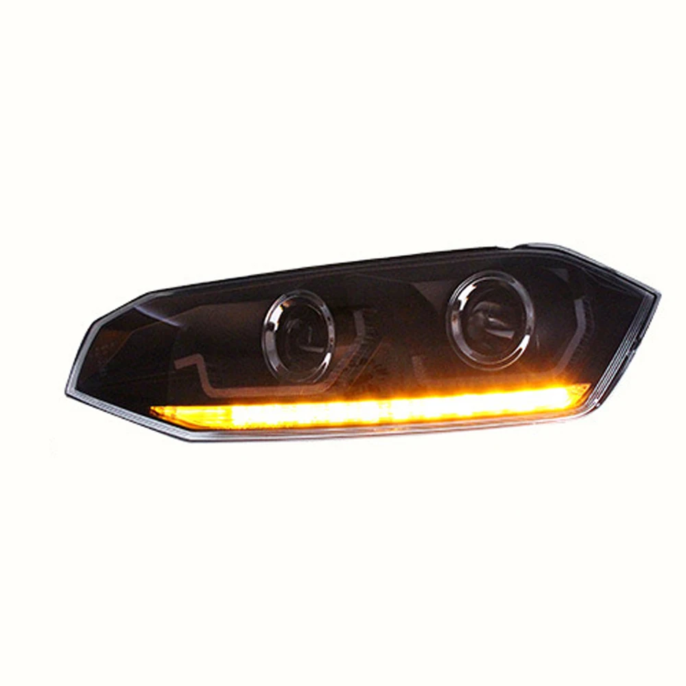 Car Accessories Headlight Assembly Dynamic Streamer Turn Signal Indicator Front Lamp Daytime Running Lights For VW Polo Plug 19