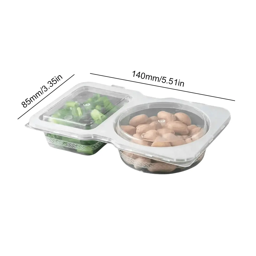 Double Compartment Transparent Dressing Containers with Lids Stackable Storage Snack Containers Reusable for Home School
