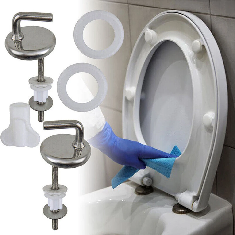 2Pc Toilet For Seat Hinge No Noise Stainless Steel With Mounting Accessori 11.7cm Home Toilet Seat Hinge Washer Bathroom Fixture