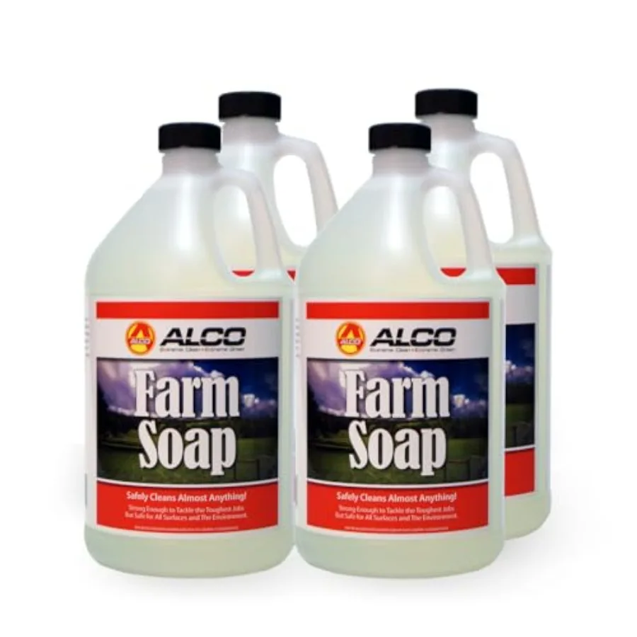 

Моющее средство и чистящее средство ALCO Farm Soap, 1 галлон, упаковка из 4 штук, для сельскохозяйственного использования, для интенсивной очистки, нетоксичная формула, безопасно для различных поверхностей