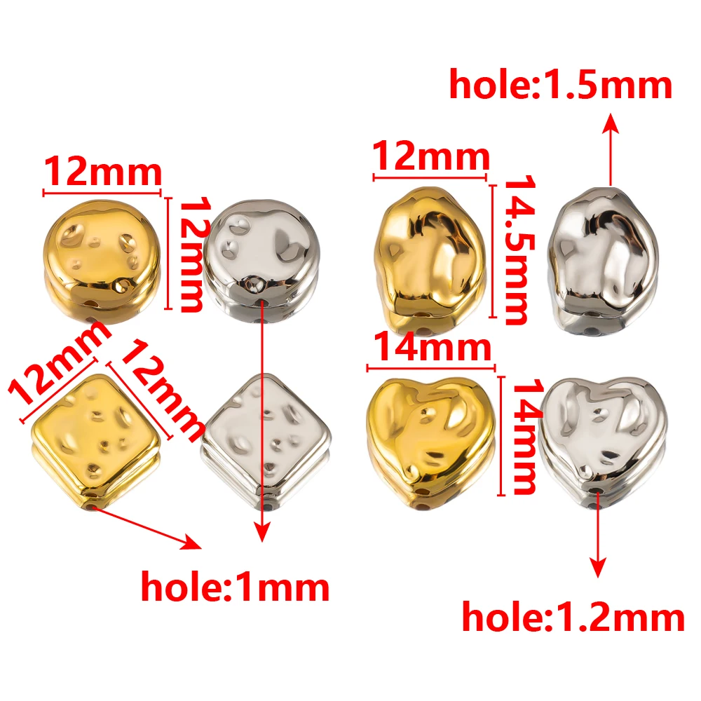 50pcs Gold Steel Color ABS Beads Irregular Loose Beads For DIY Jewelry Making Bracelet Necklace Findings Accessories Wholesale image 6