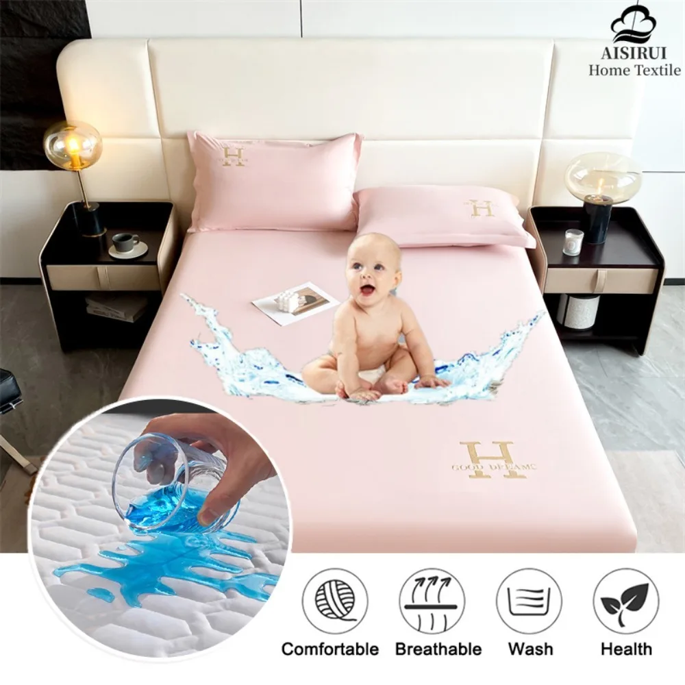 Gewatteerde Waterdichte Matrashoes Reliëf Beddengoed Beschermer Anti-Mijt Anti-Bacteriële Hoeslaken Zonder Kussensloop