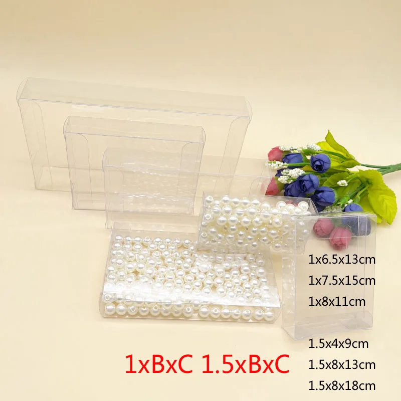 

100pcs 1.5xBxC 1xBxC Clear PVC Plastic Transparent Boxes for Wedding Christmas Candy Jewelry Packaging Storage Box Mini Gift Box