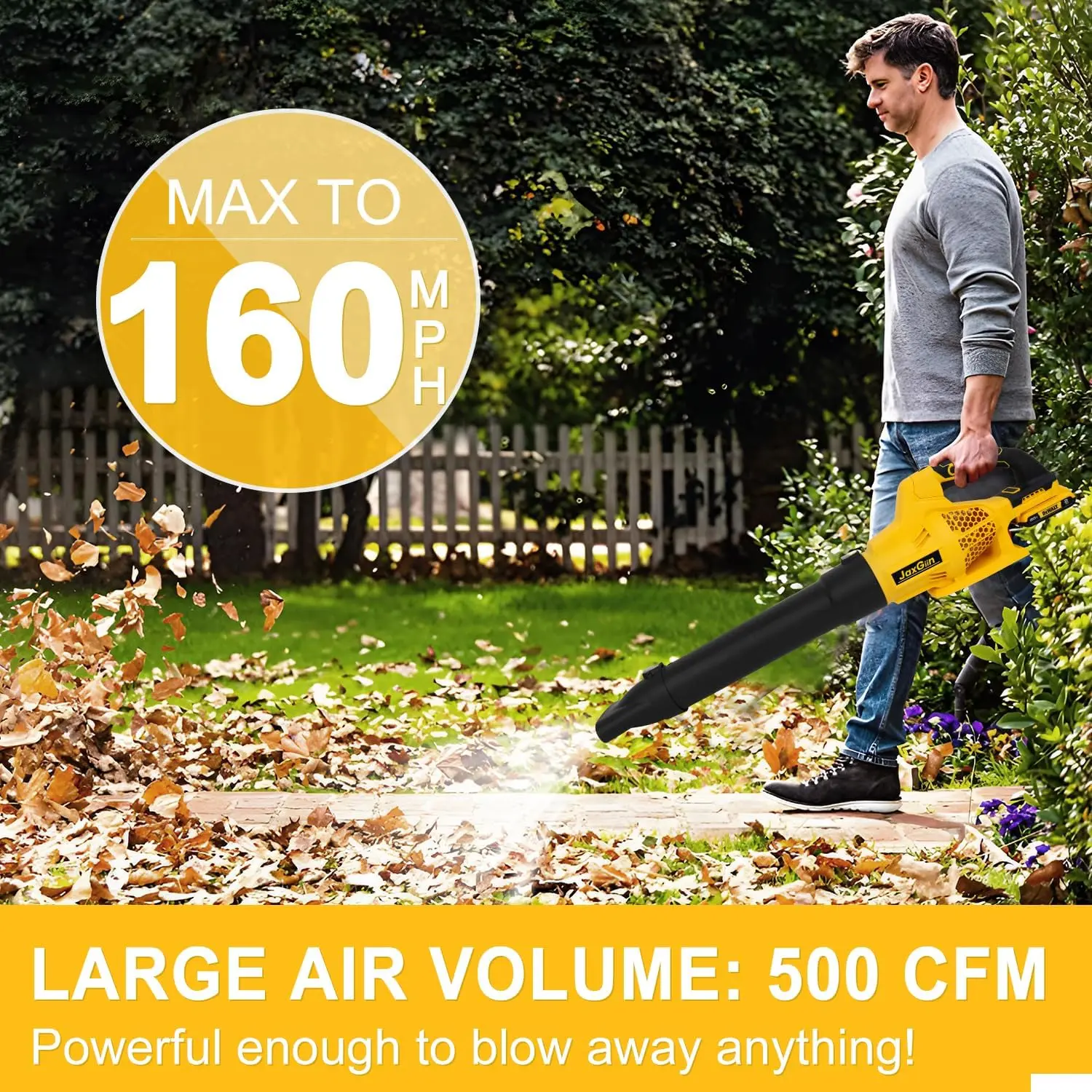 500-CFM 160-MPH Cordless Leaf Blower for 20V Battery, Brushless Motor Electric Leaf Blower Cordless with Six Speed Modes, Button