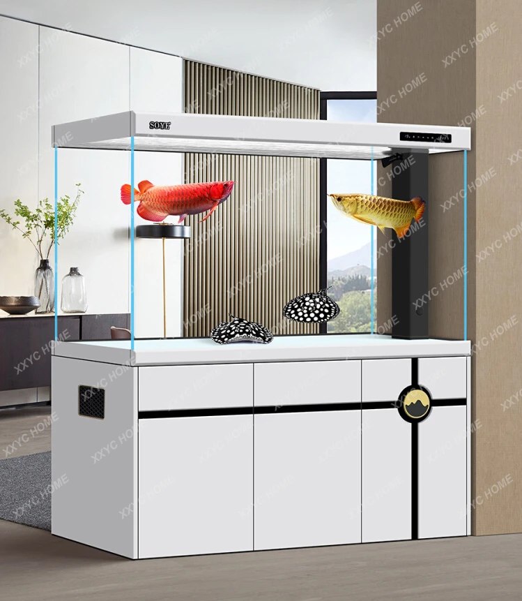 Fish Tank Living Room Large Super White Ecological Floor Bottom Filter Home Partition Smart