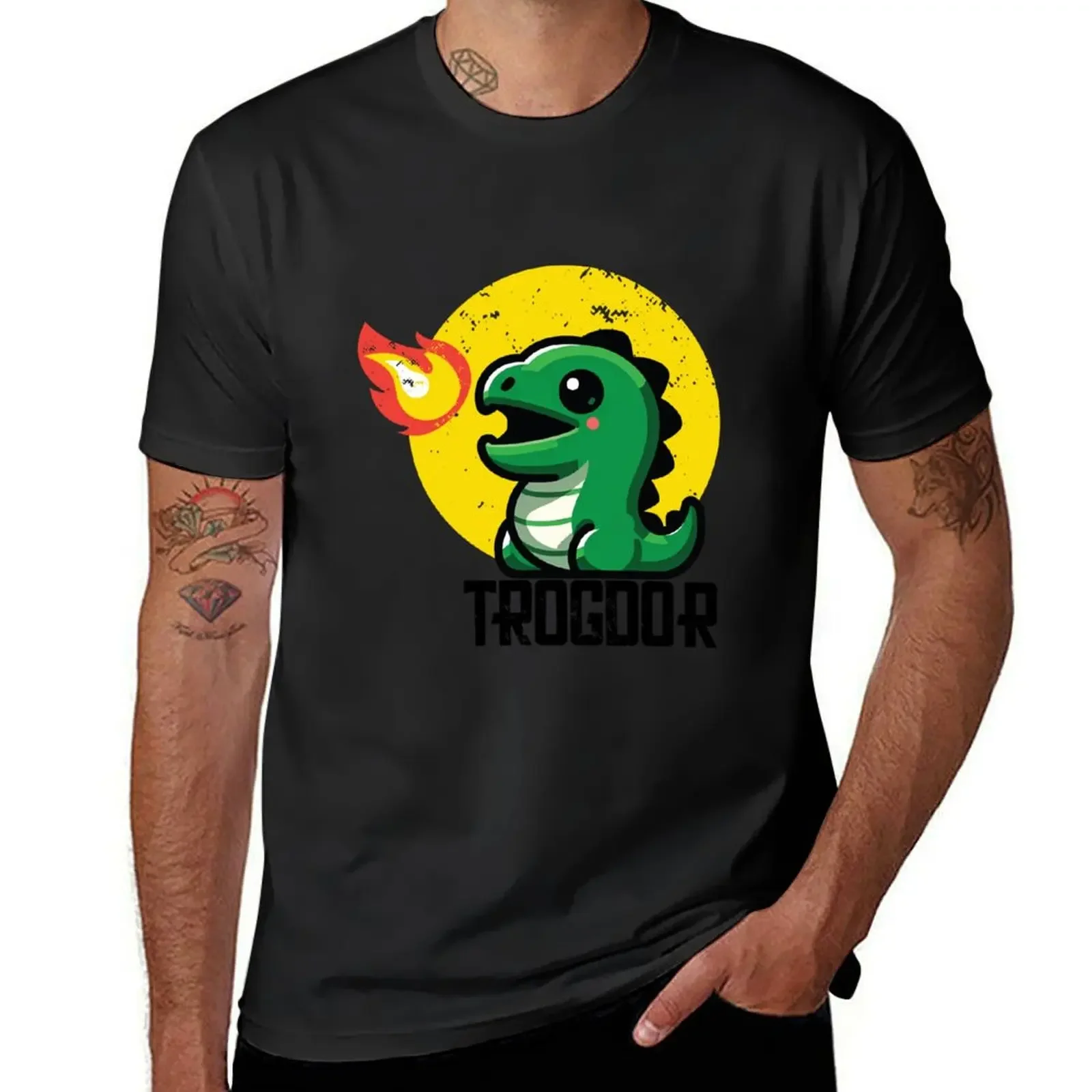 

Футболка Trogdor The Fire-Breathing Dragon, летние топы, винтажные футболки, мужские футболки с рисунком, забавные