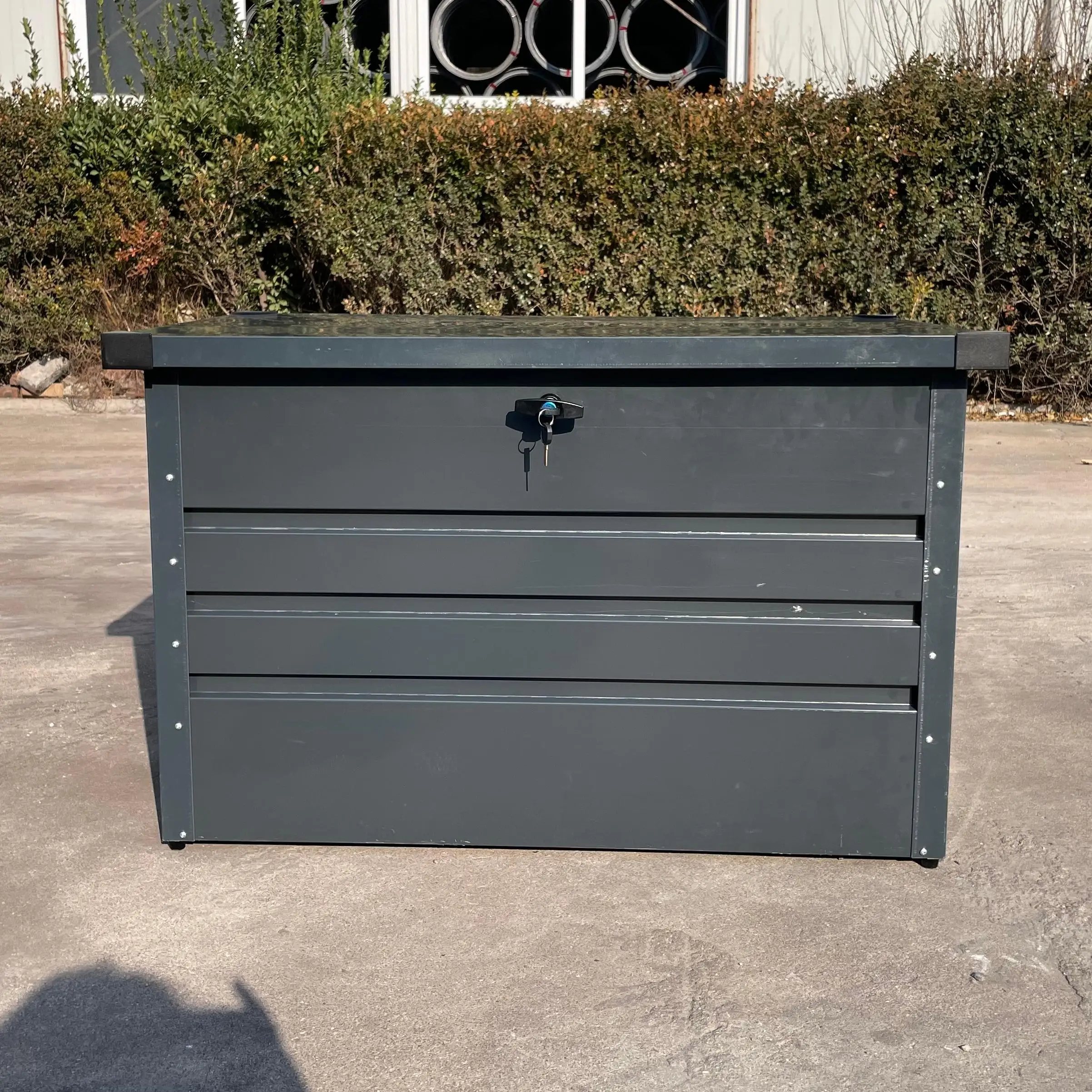 100 Gallon Metal Deck Box Waterproof Outside Steel Storage Lockable Cabinet  120 Gallon Indoor Storage Bin Container for Patio view 2