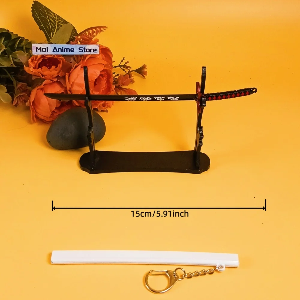 6인치 애니메이션 카타나 키체인 피규어 금속 닌자 칼 검 오리지널 사무라이 검 실제 크기 일본 카타나 무딘 칼 장난감 선물
