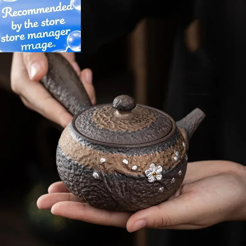 

Guzaoxiao Old Rock глина серебро позолоченная керамическая посуда горшок с боковой ручкой керамический ситечко чайник ручной работы кунг-фу чайный сервиз чайник