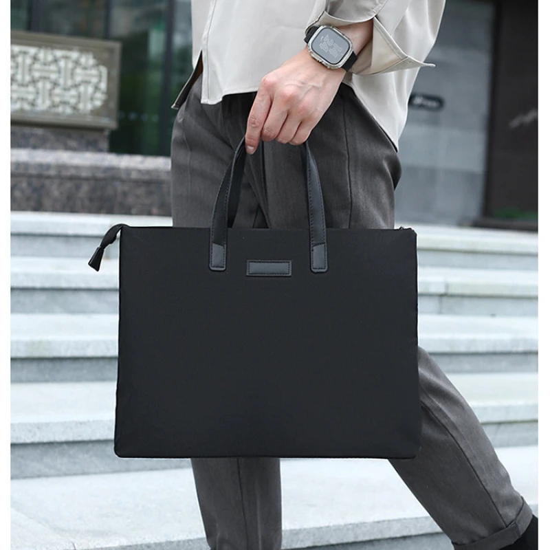 Men's 13 14 Inch Laptop Briefcase, Waterproof Oxford Cloth Large‑Capacity Business Handbag, Office Document Carrying Bag