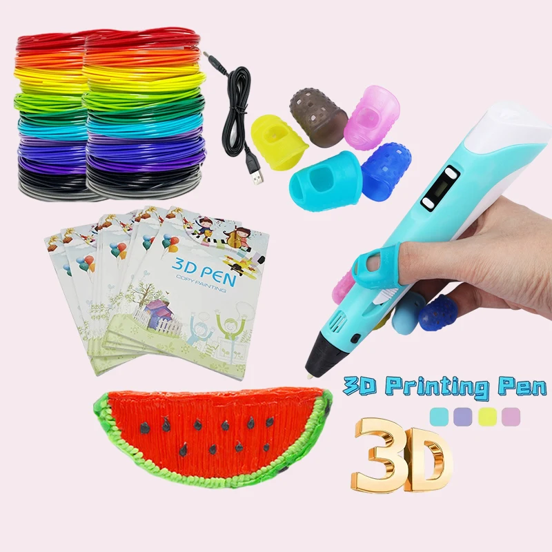 3D Printing Pen For Children 3D Drawing Colored Pencil with LCD Screen with PLA Filament Toys for Kids Christmas Birthday Gift