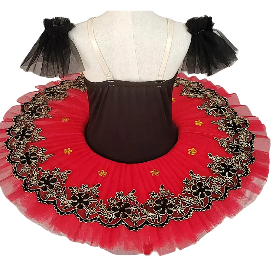 Professional Ballet Tutu for Girls Kids Ballerina Dress with Pancake Tutu Skirt Stage Performance Dance Costume for Competition