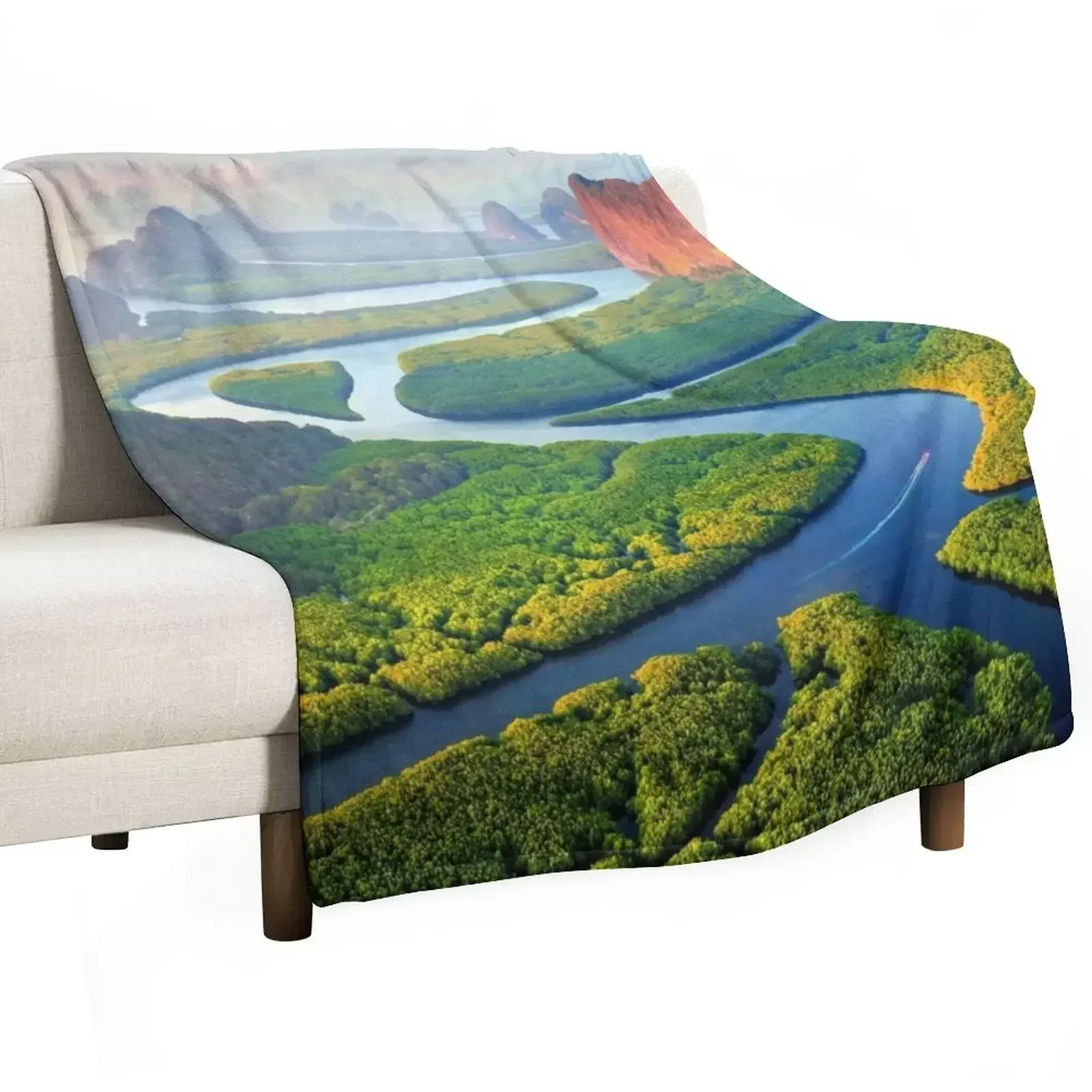 Aerial view of Phang-Nga-bay in Thailand - drone Throw Blanket Plaid on the sofa Thins Luxury Brand Furry wednesday Blankets