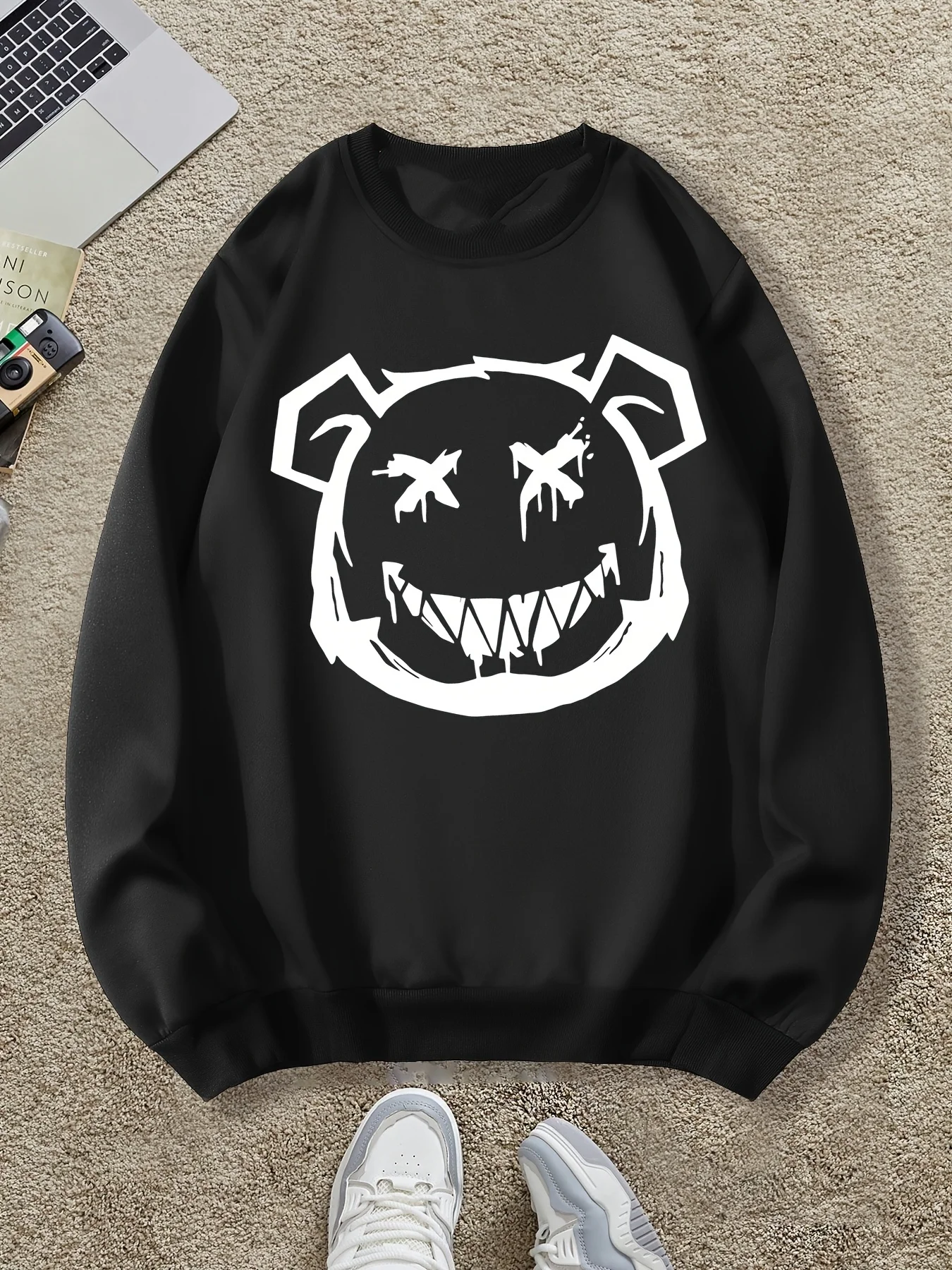 

Осенне-зимняя мужская и женская спортивная толстовка с длинными рукавами и принтом медведя в стиле граффити, повседневная свободная уличная уличная одежда