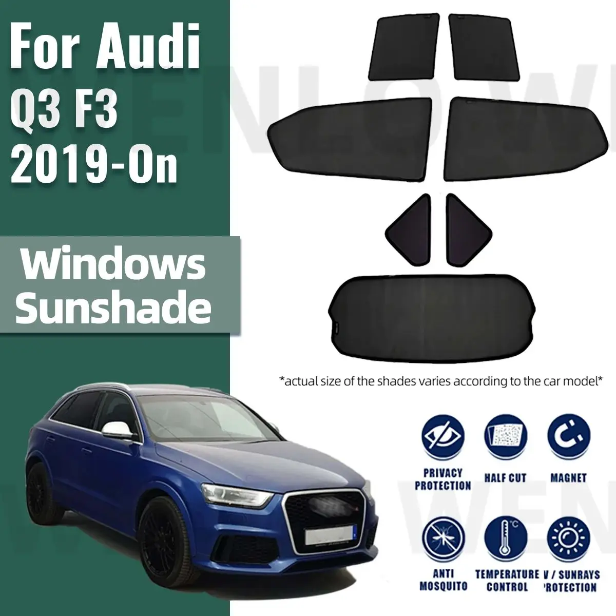 

For Audi Q3 F3 2019-2023 2024 Car Sunshade Visor Front Windshield Rear Baby Frame Curtain Rear Side Window Sun Shade Shield