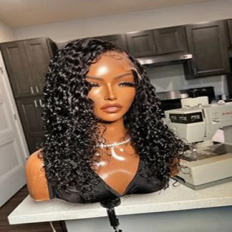 

Black 26" 180 Density Natural PrePlucked Kinky Curly Lace Front Wig For Black Women With Baby Hair Lace Frontal Wigs Daily Wig