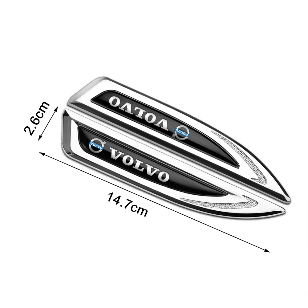 2pcs Blade Badge Decor Car Sticker Metal Auto Emblem Trim Decal Accessories For Volvo RDESIGN XC60 XC40 XC80 S80 S90 V40 V60 T8