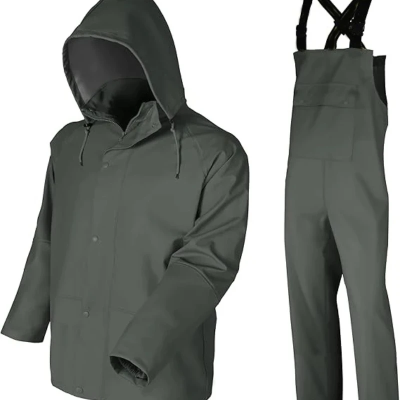 

Waterproof Raincoat Heavy Duty PU Rain Tool Long Raincoat Jacket Pants