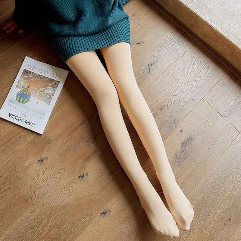 กางเกงเลกกิ้งบุขนหนานุ่ม อุ่นสบายสำหรับผู้หญิง เอวสูง ยืดหยุ่น กระชับรูปร่าง เหมาะสำหรับฤดูหนาว