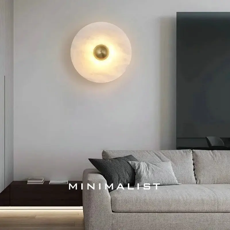 

Простой домашний художественный декор, настенный прикроватный светильник, скандинавский свет, гостиничный коридор, фон, настенный круглый мраморный светильник GN654LC