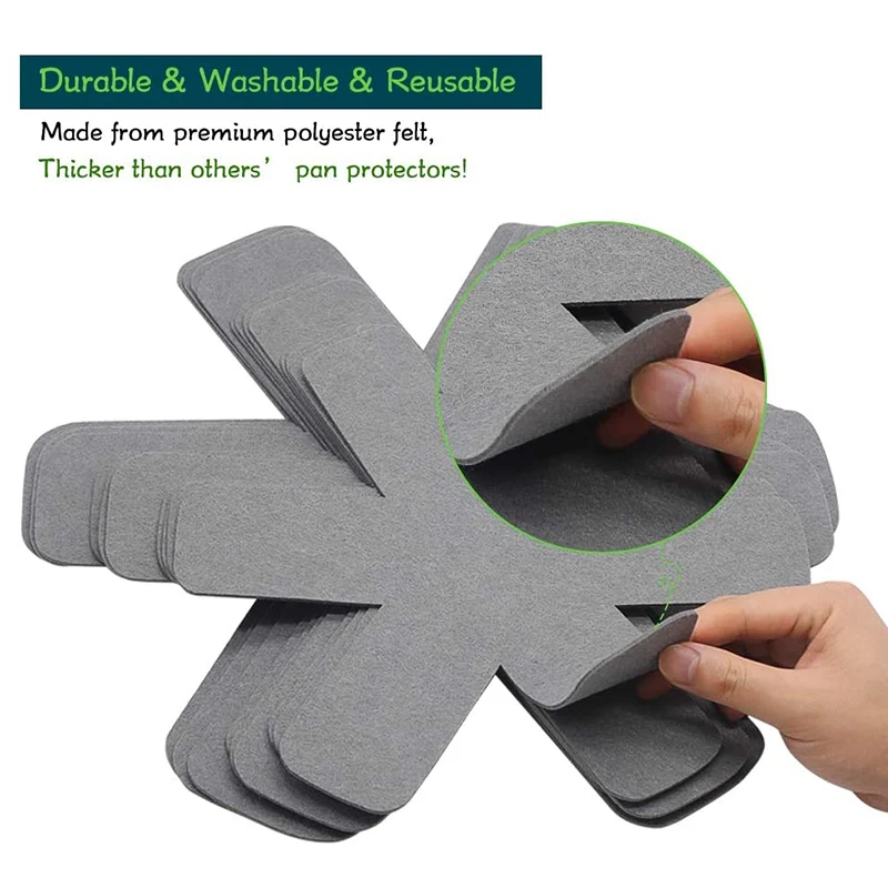 Lot de 12 protections pour casseroles TANsaupoudrer, 3 différentes poêles plus grandes, coussinets pour protéger et séparer vos ustensiles de cuisine (gris)