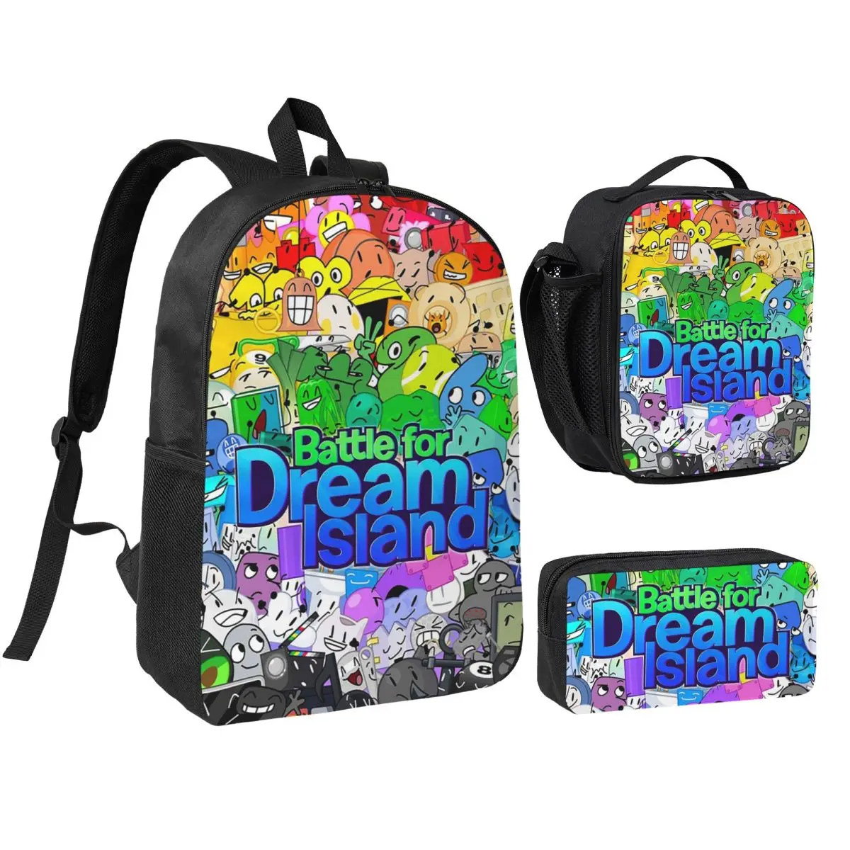 

BFDI Cast 2024 Backpack Student Boys Girls BookBag School Bag Computer Shoulder Bags 3ps Insulated Lunch Bag Pencil Case