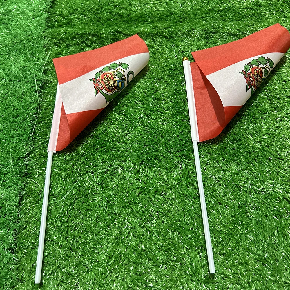 (SKY FLAG)Peru Handflagge 10/20/50 Stück 21*14cm Peru Handflaggen zum Schwenken mit Kunststoffstange für Sportaktivitäten und Heimdekoration – Detail 4