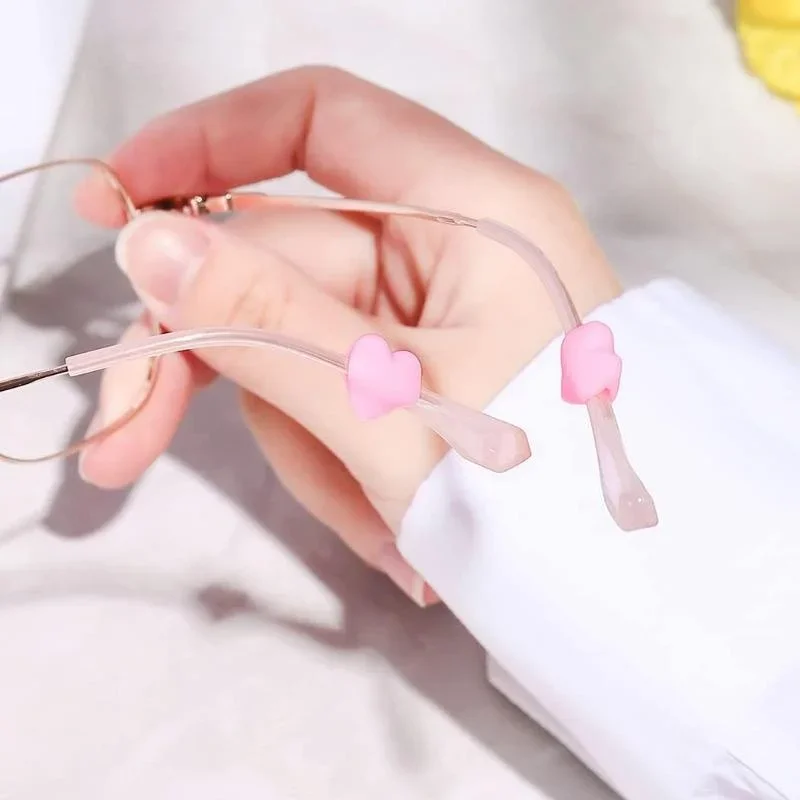 5 Pair Cute Heart Design Anti-Slip Silicone Eyeglasses Retainer Holder Ear Grips Holder Ear Hooks for Sunglasses Reading Glasses