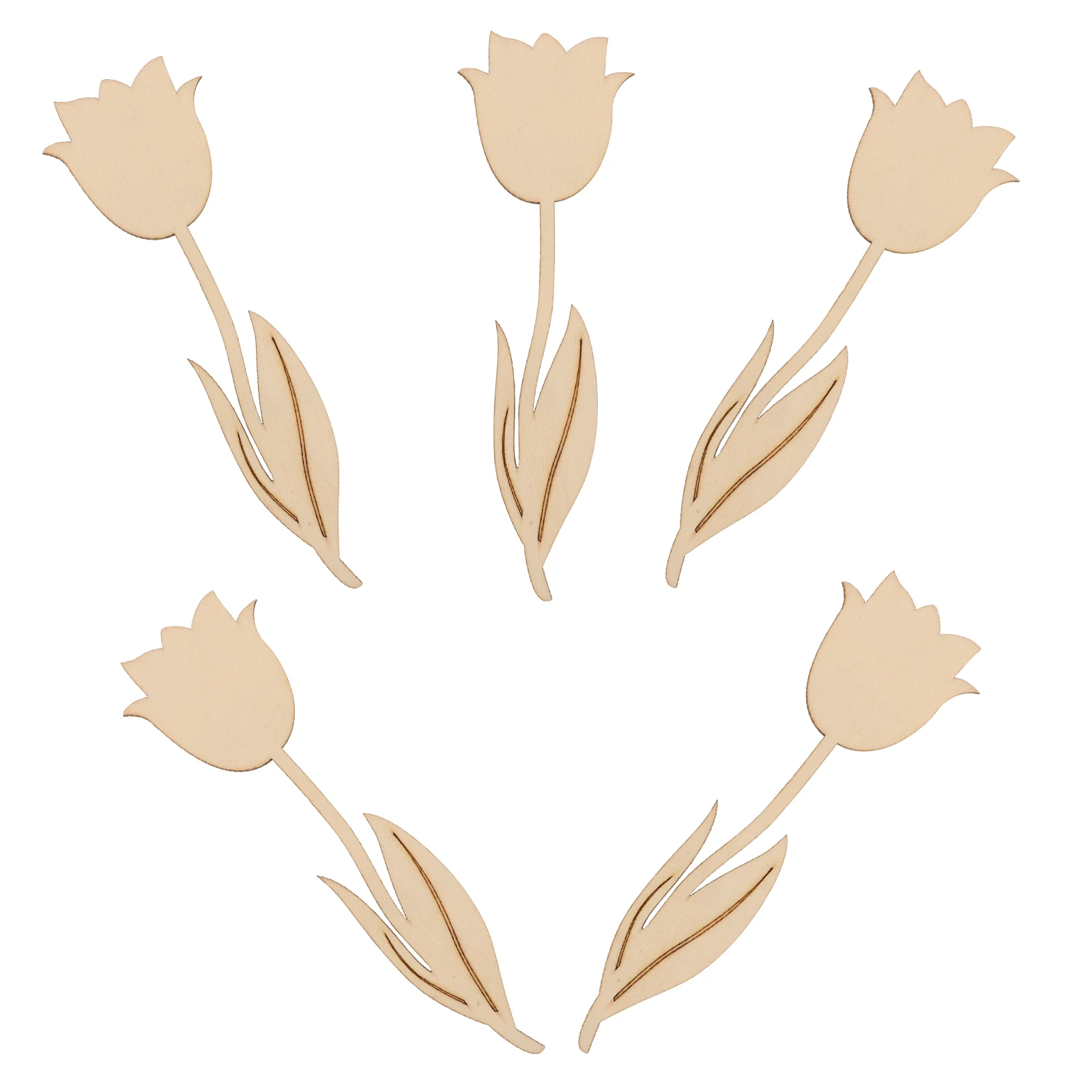 

5pcs Wooden Slices for Painting Gifts Unfinished Wood Flower Cutouts Beige Chips Kids DIY Crafts Sewing Supplies