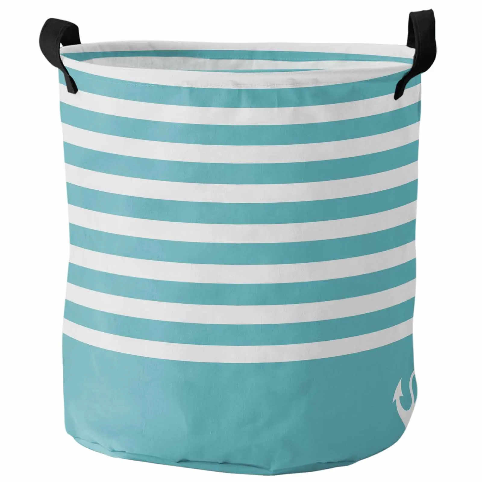 

Blue White Stripe Anchor Print Foldable Dirty Laundry Basket Kid's Toy Organizer Waterproof Storage Baskets