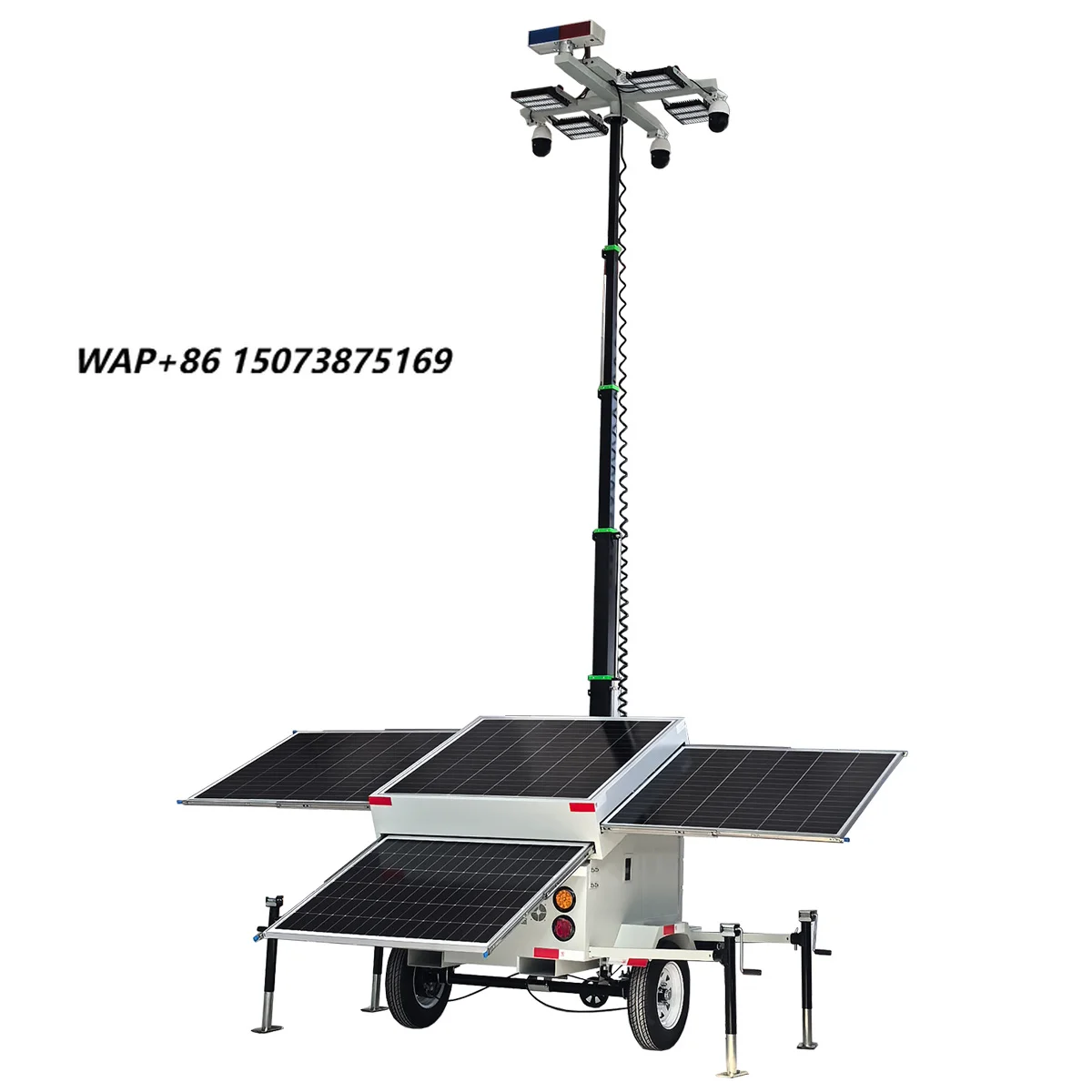 Xiuben Solar Mobile Lighting Tower 500W LED Trailer Light Tower with 1400W Solar Panels Controller Electric Telescopic Mast
