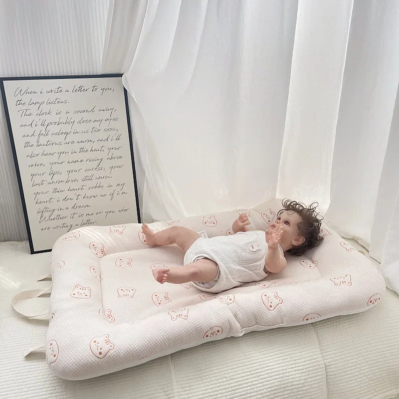 

Корейский хлопковый матрас для новорожденных, детское постельное белье, бампер для кроватки с вышивкой медведя, портативный слойный лист, чехол для люльки, новинка