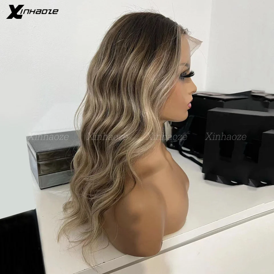 13x6 Blonde Highlight Wigs Ash Blonde Body Wave Lace Front Wig 360 Lace Frontal Wigs 13x4 Silk Top Human Hair Wigs For Women