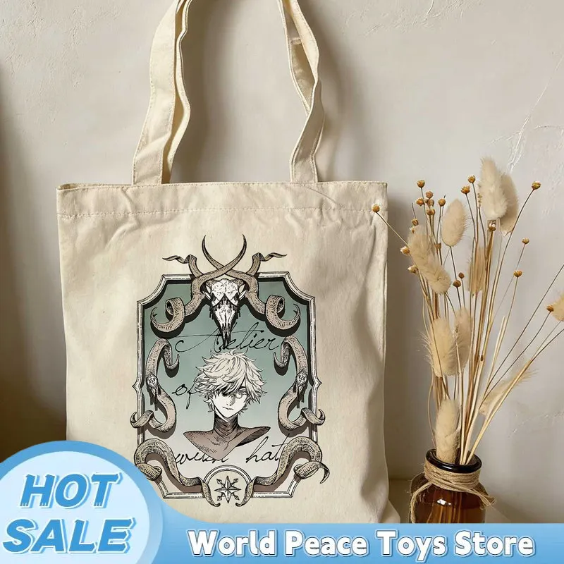 Japanese Witch Hat Atelier Canvas Shopping Bag Large-Capacity Storage Bag Handbag Shoulder Bag Lunch Bag For Anime Fans Gifts