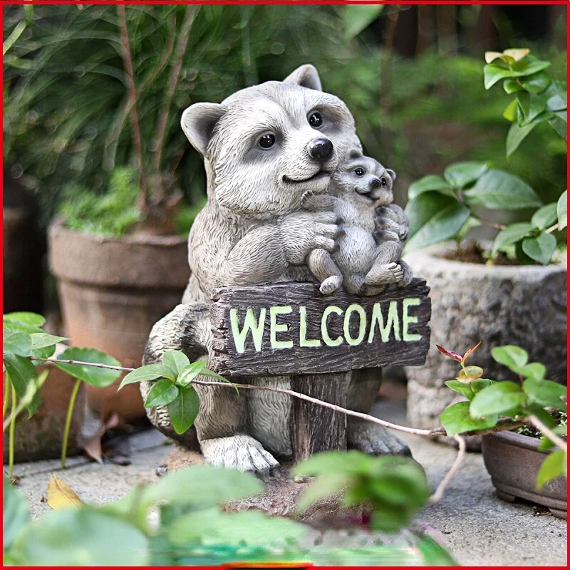 Villa Courtyard  Layout Indoor Creative Squirrel Welcome Board Welcome Floor-Standing Decorations Outdoor Small Animal Ornaments