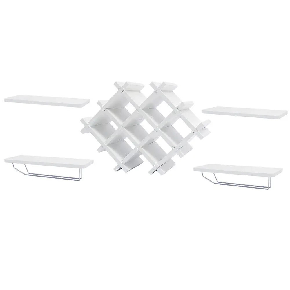 White Modern & Simple Hanging Rack Home/Bar Wall Glass Holder Shelves Wine Rack