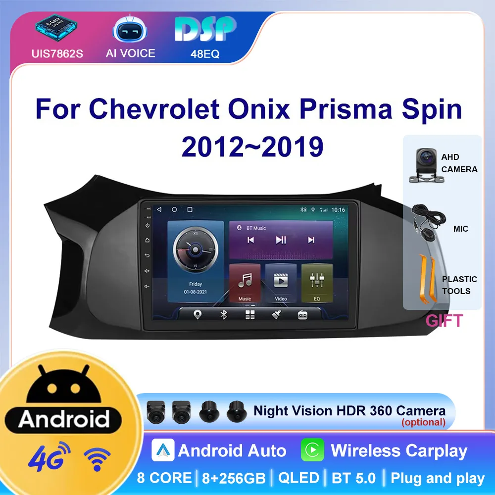 Pantalla táctil Wifi Bluetooth Autoradio Android GPS Audio Radio de coche reproductor Multimedia para Chevrolet Onix Prisma Spin 2012 ~ 2019