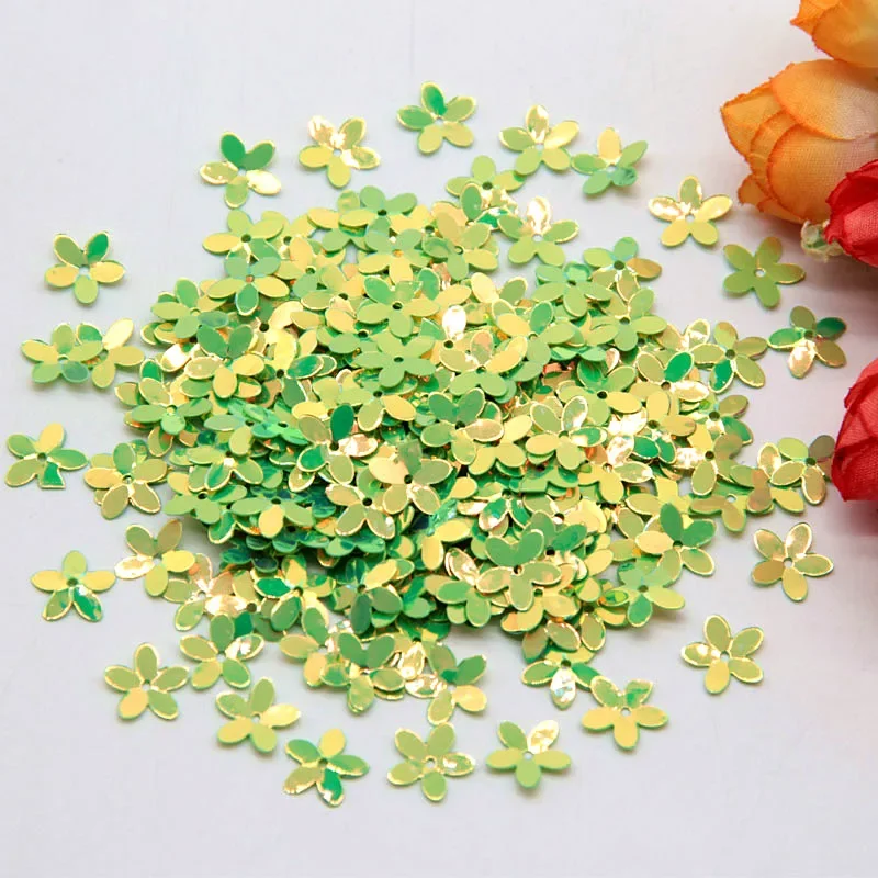 Matte White Transparent Crystal Flower Sequins, 10mm