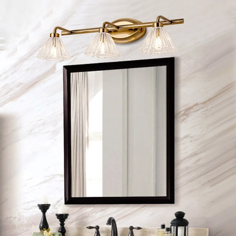 American Luxury Nordic Metal Glass Vanity Mirror LED Wall Light Waterproof Bathroom Home Decor Novelty New Energy Saving