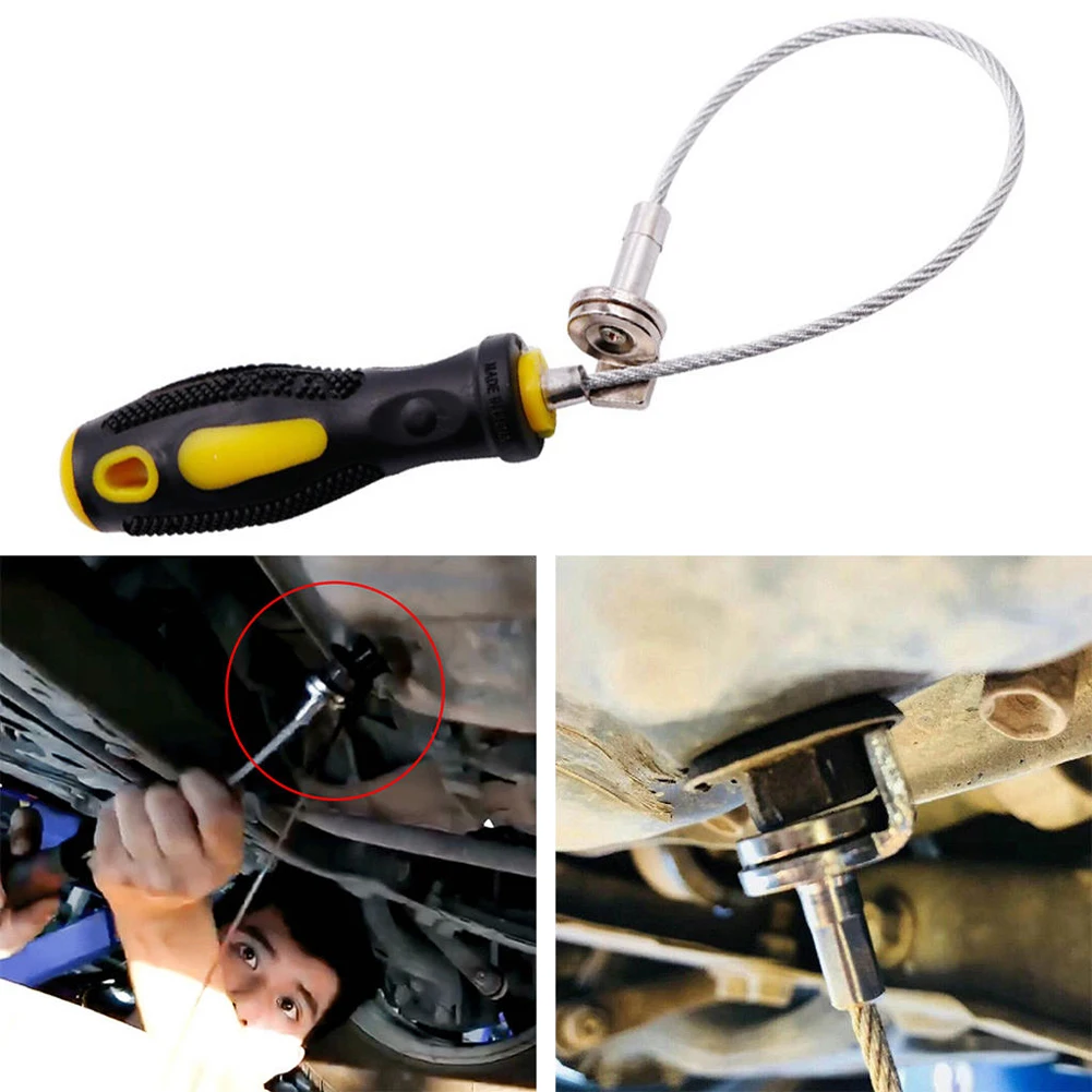 Oil Drain Plug Remover Wrench Anti Scald Car Oil Drain Wrench Strong Magnetic Auto Sump Removal Tool for Car Accessories