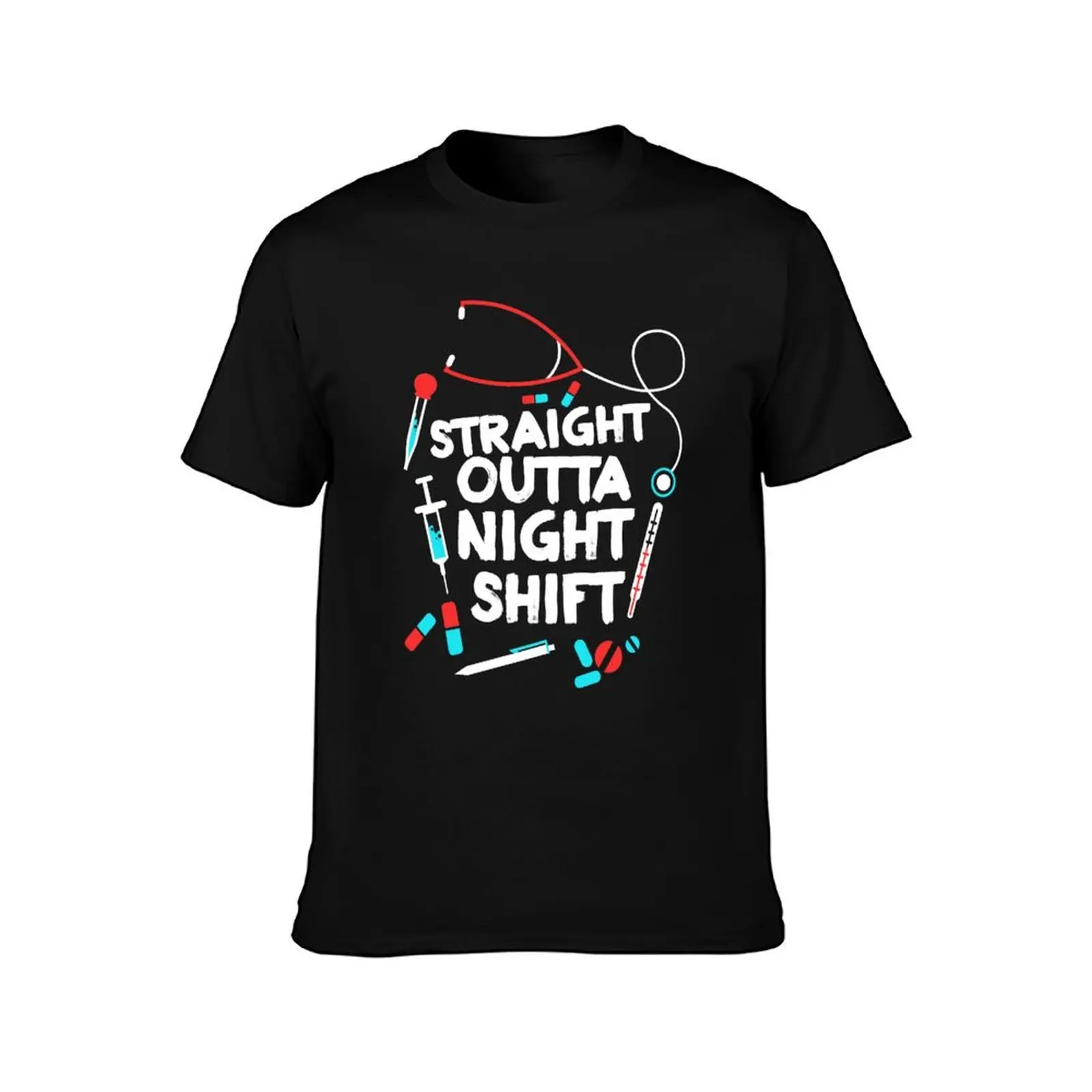 Straight Outta Night Shift Shirt - Night Shift Nurse T-Shirt Comfort Stretch Tee Shirt T-Shirt