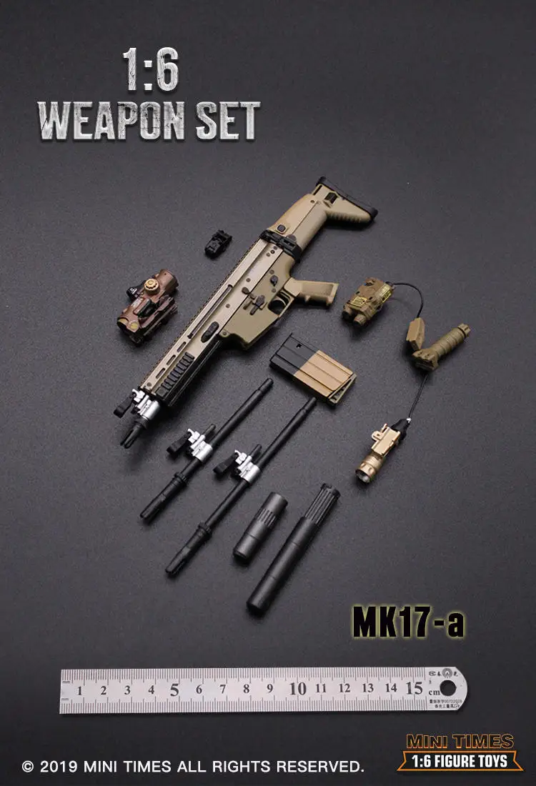 Mini Times Toys MK17 1/6 Soldier Weapon Accessory Special Combat Assault Static Model Rifle 12