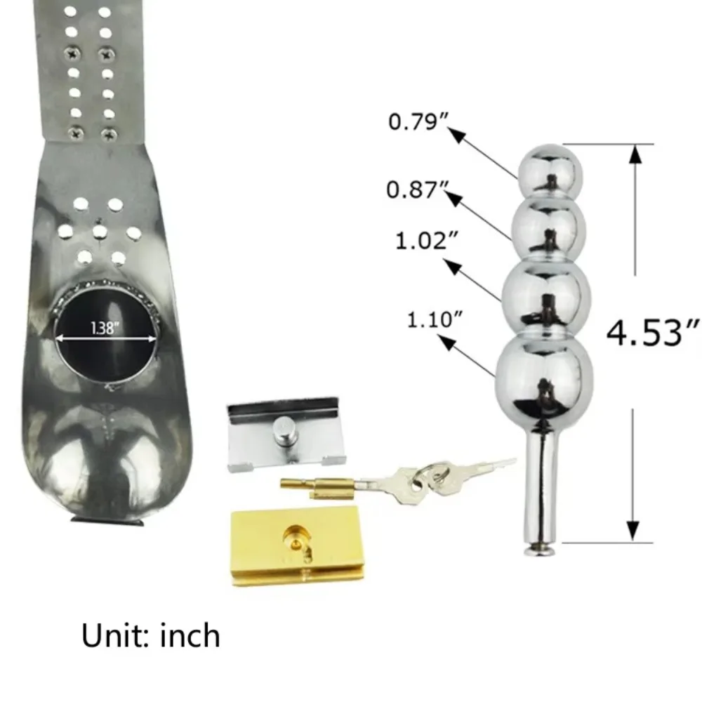 ذكر الفولاذ المقاوم للصدأ قفص سراويل قابل للتعديل العفة جهاز الكمامة الجنس لعب مع المكونات الشرج لعبة الجنس القابلة للإدراج #5