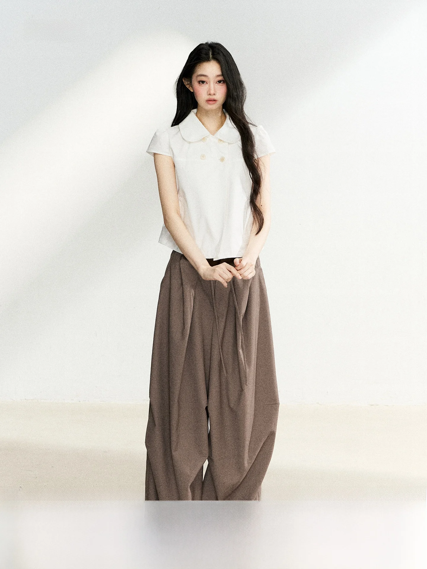 

7Shiftin Original Design Summer New Loose Casual Pants American Folded Draped Long Trousers Versatile Wide Leg Pants