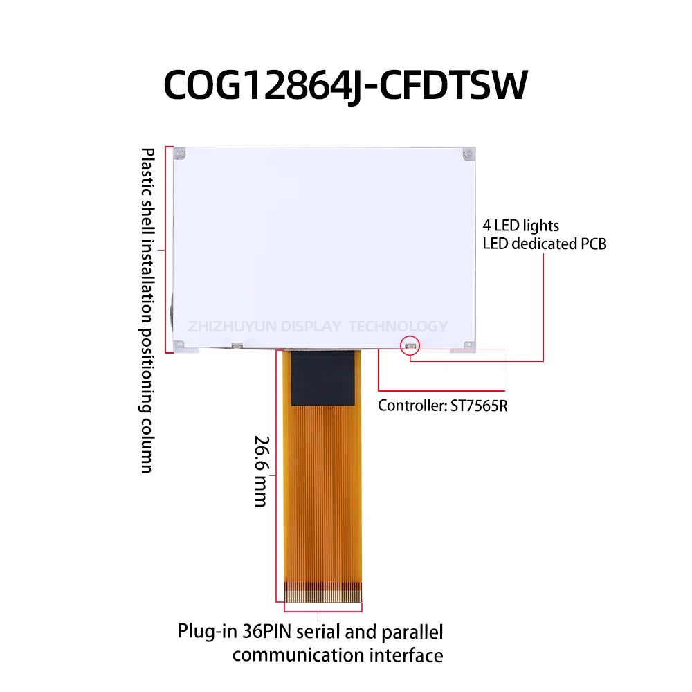 옐로우 그린 멤브레인 COG12864J-CFDTSW ST7565R 블루 옐로우 그레이 모델 스크린, 71.2x48.2mm 디스플레이 그래픽 COG 안개 LCD