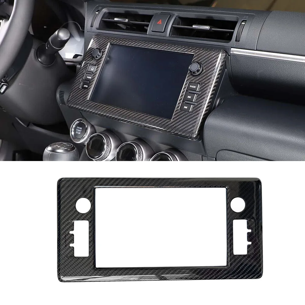 Real Carbon Fiber Interior Multimedia Screen Frame Panel Navigation Cover Trim For Toyota GR86 For Subaru BRZ 2021+