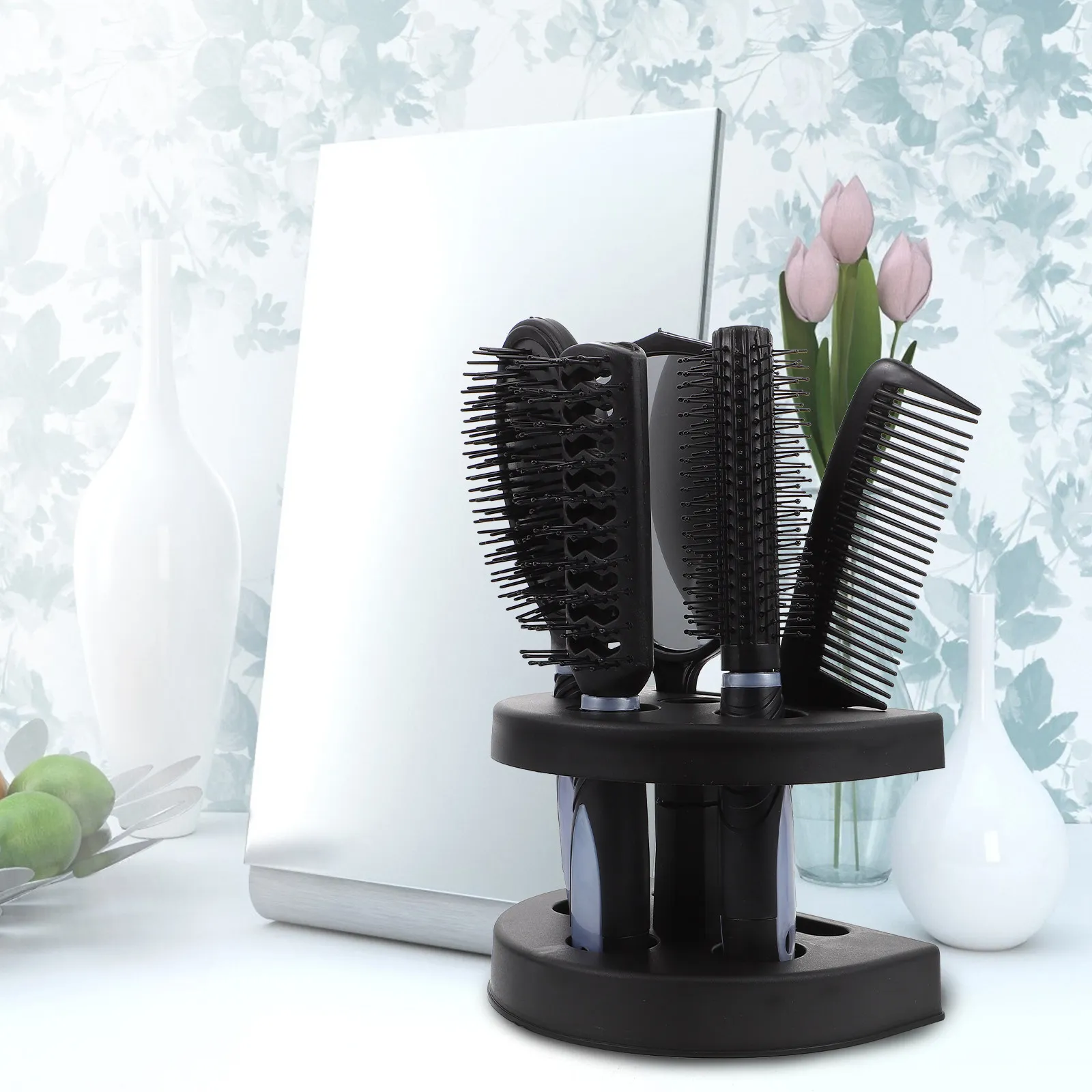1Set Hairdressing Comb Set Mirror Styling Tools Home Salon Use Scalp Massage Airbag Detangling Brush Haircare Kit